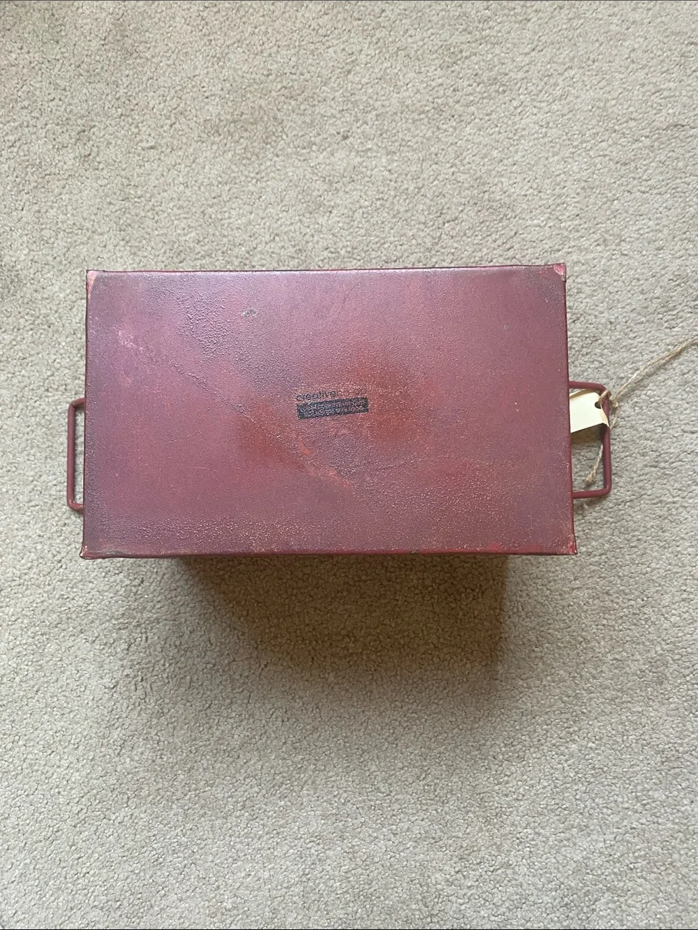 Creative Co-Op Distressed Red Metal Storage Bin